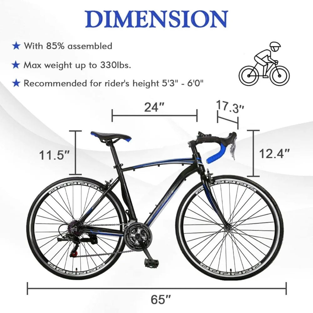 Speed Road Bike with Light Aluminum Alloy Frame