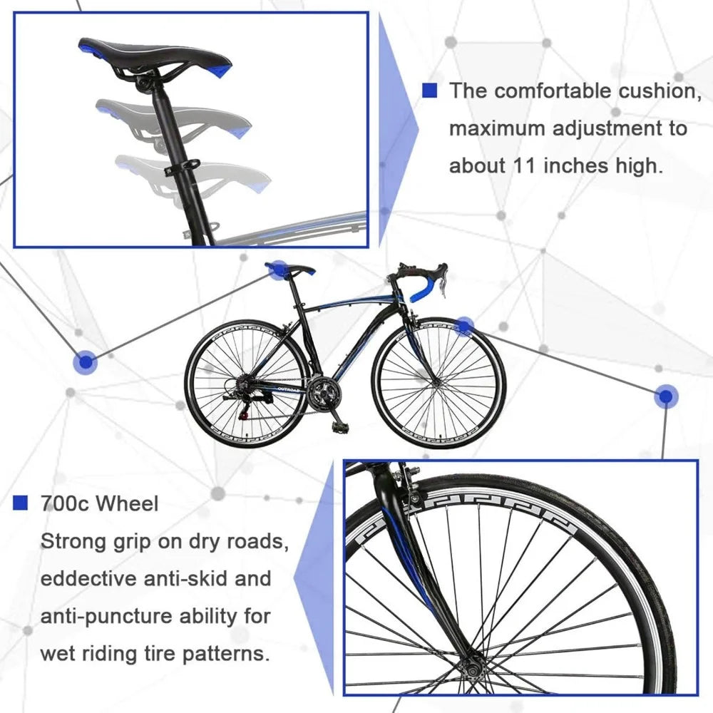 Speed Road Bike with Light Aluminum Alloy Frame