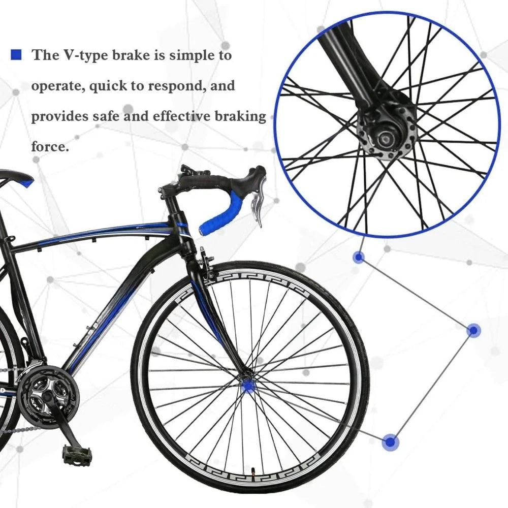 Speed Road Bike with Light Aluminum Alloy Frame