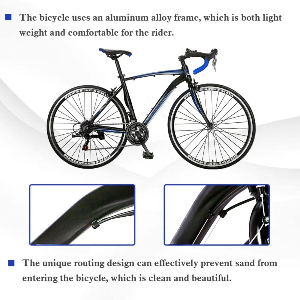 Speed Road Bike with Light Aluminum Alloy Frame